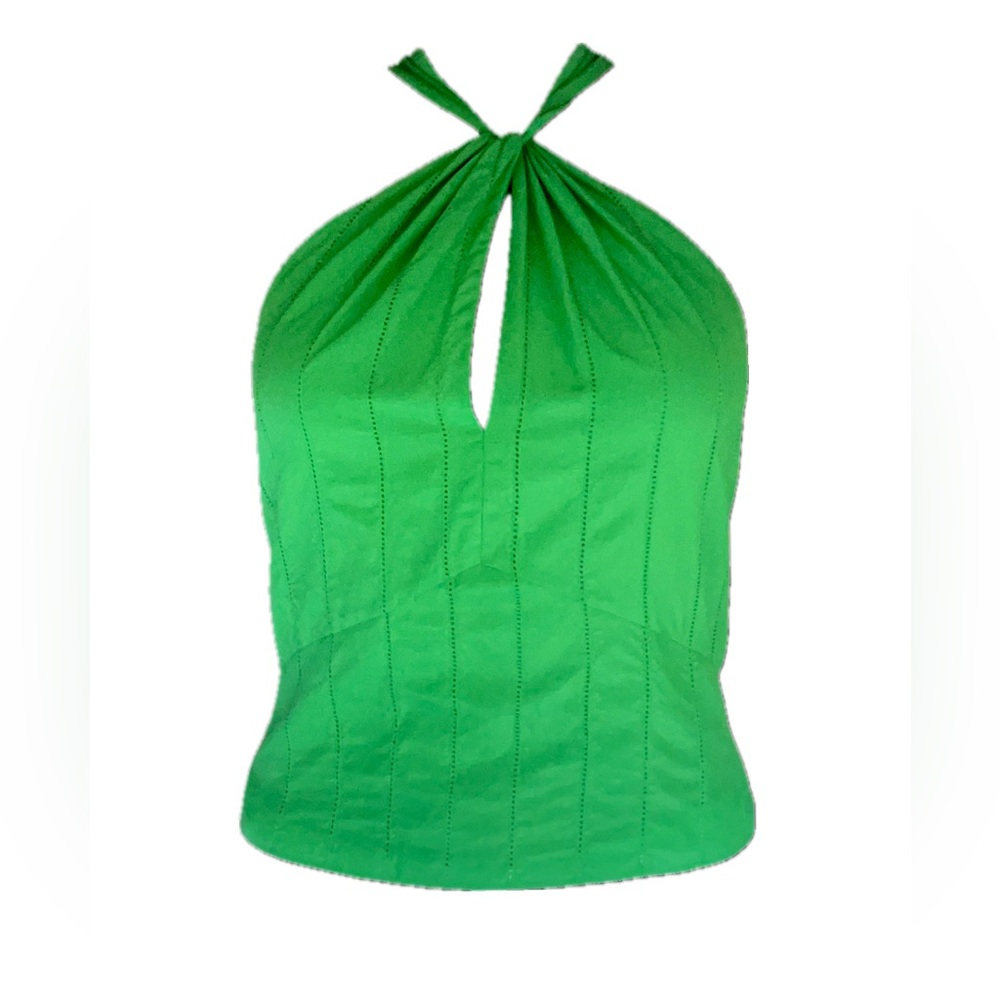 Green Frame Halter Sleeveless Top